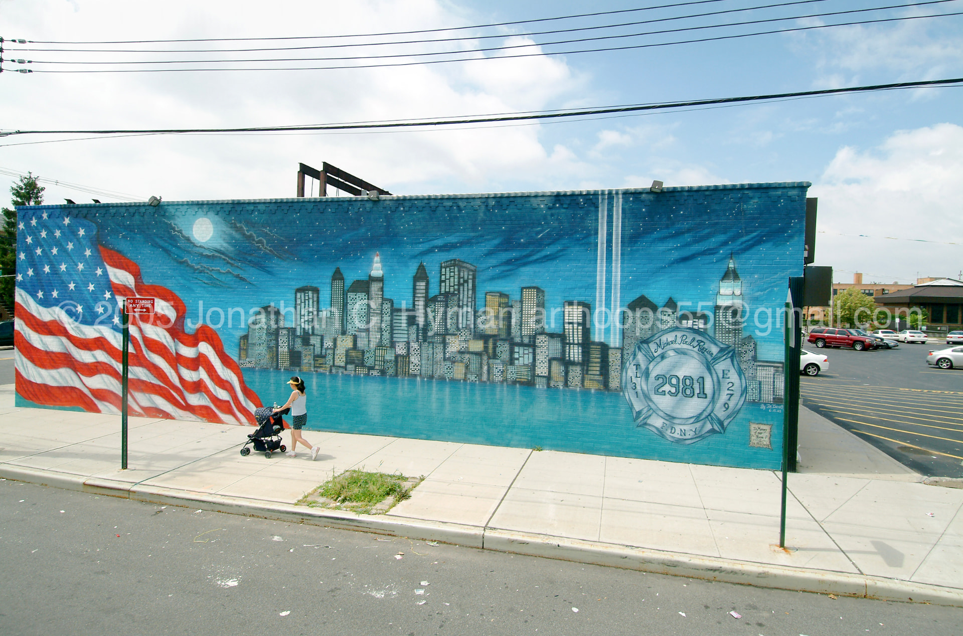 A street-side mural honoring New York City Firefighter Michael Paul Ragusa