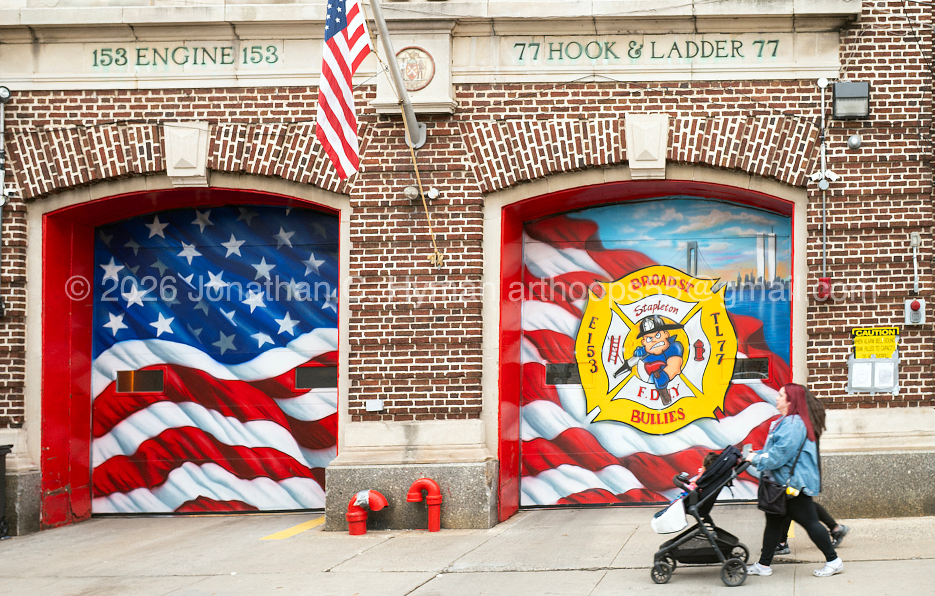 Double firehouse doors, Staten Island, New York